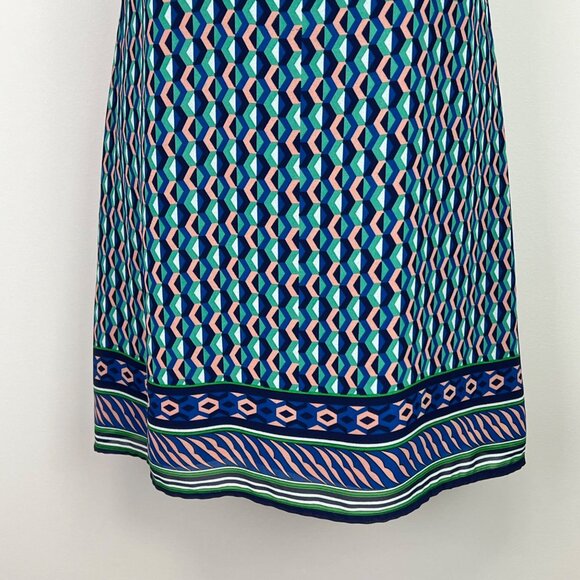 Anthropologie Maeve Womens Teal Silk Geometric Slip Dress Blue Green size XS - Picture 3 of 11